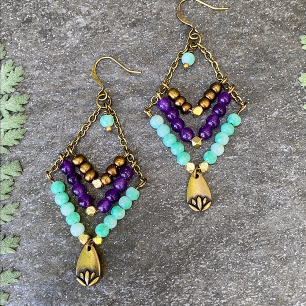 2 for $20!!! Boho Lotus Flower Earrings